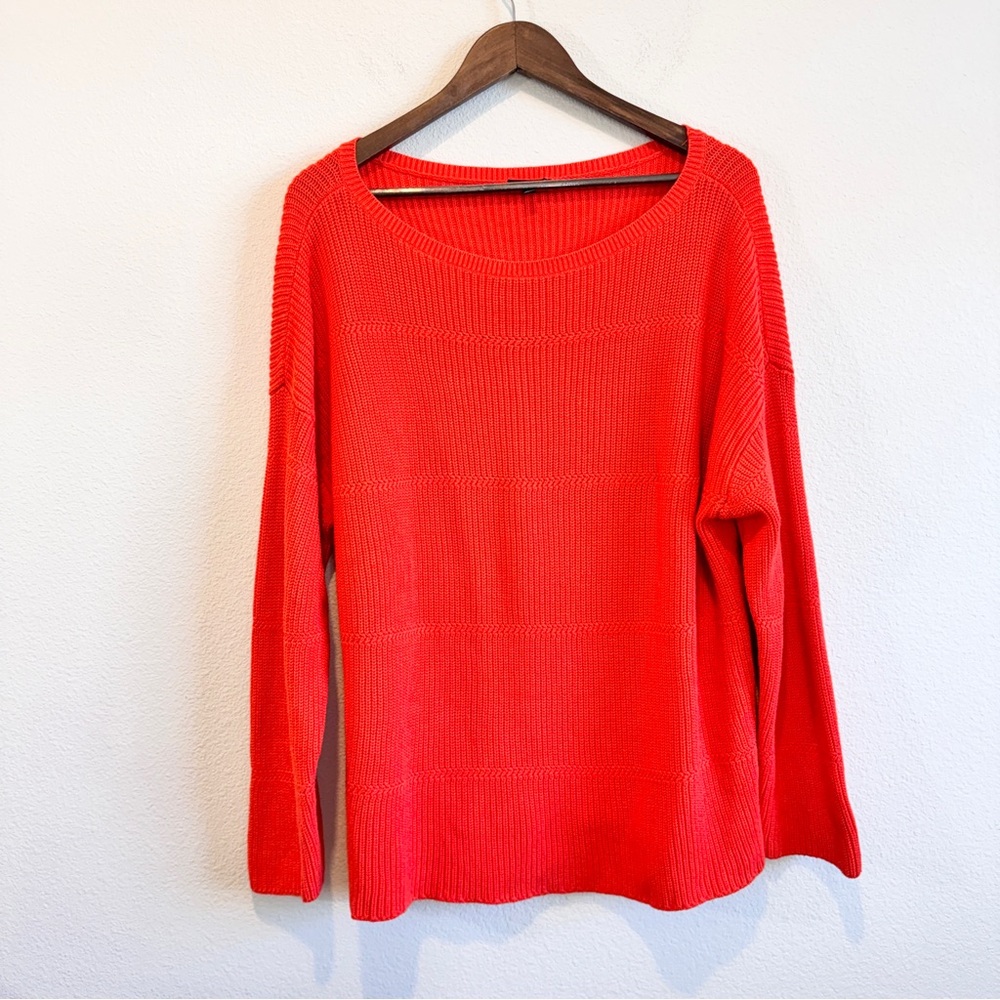 Talbots Orange 100% Pima Cotton Knit Sweater Fisherman Nautical Women’s 2X EUC